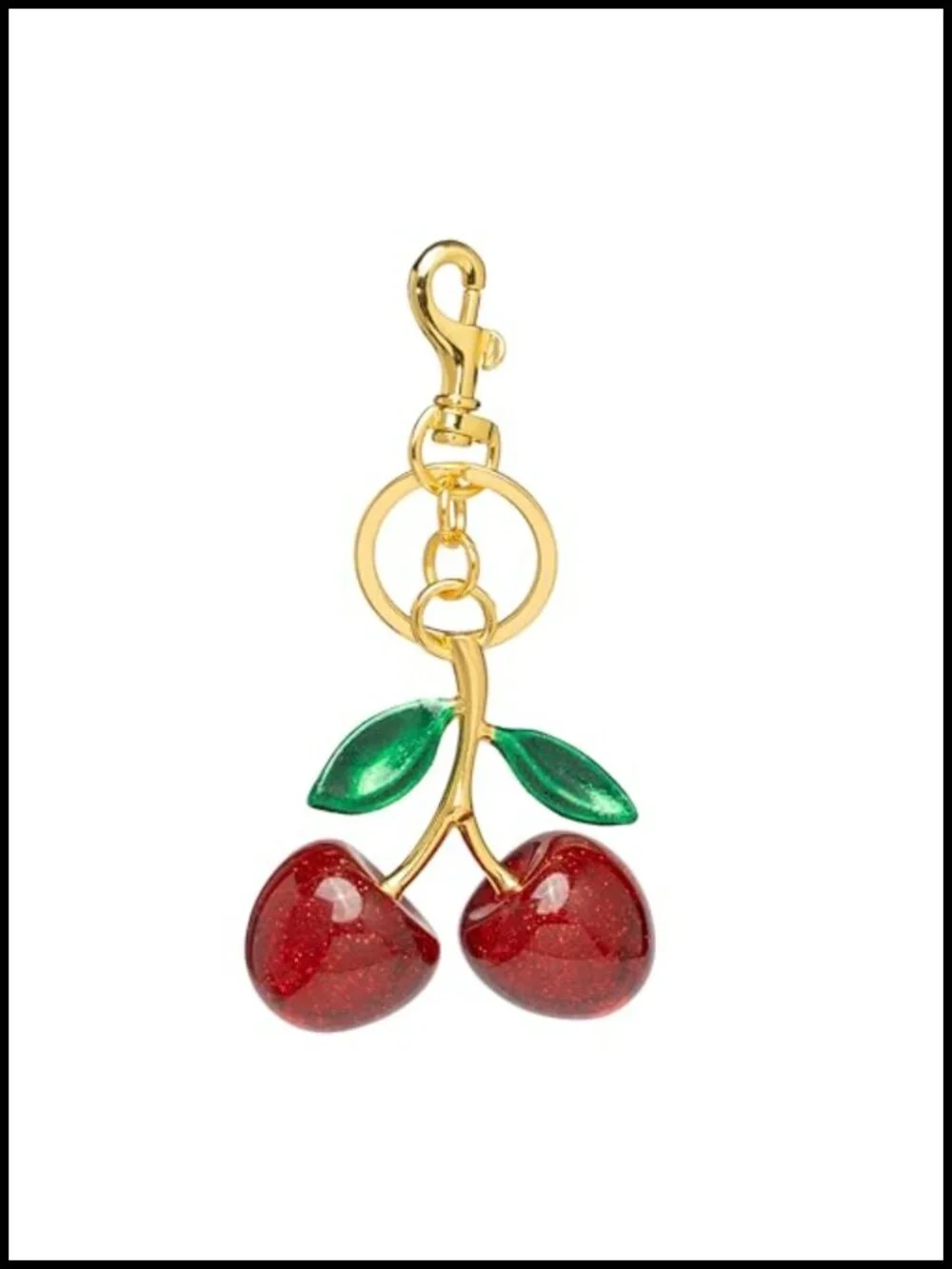 Cherry Keychain Bag Charm Purse Accessory Resin Metal Women Gift